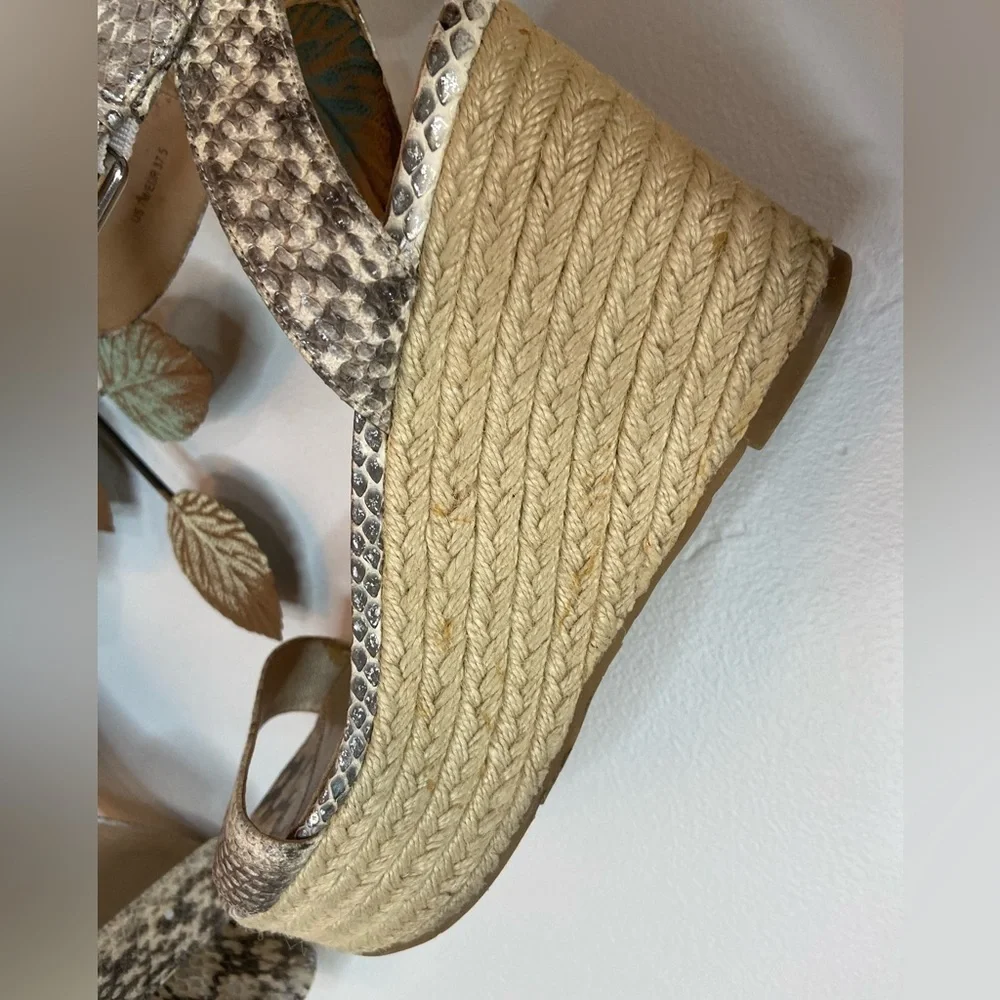 Via Spiga~Snakeskin Espadrille Wedge Sandals~Adjustable Ankle Strap~Size 7M